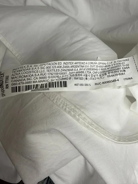 Zara White Off-the-Shoulder Button-Down Shirt Size Large - Picture 5 of 6